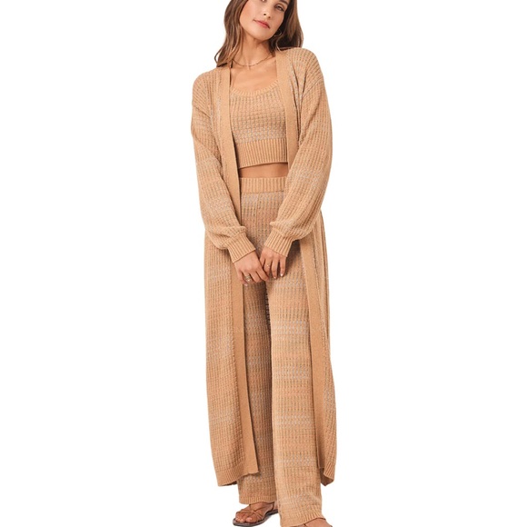 l*space Sweaters - L SPACE ENCINITAS CARDIGAN Duster Cover Up Tan Color size Medium Large